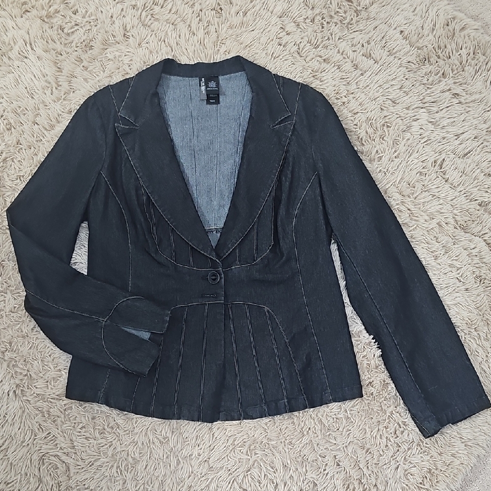Bisou Bisou Blue Women's Denim Blazer, Large